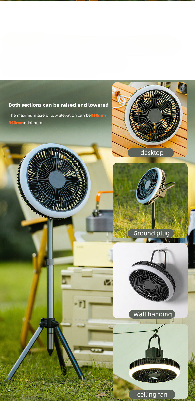 Portable Fan With Light and App Control