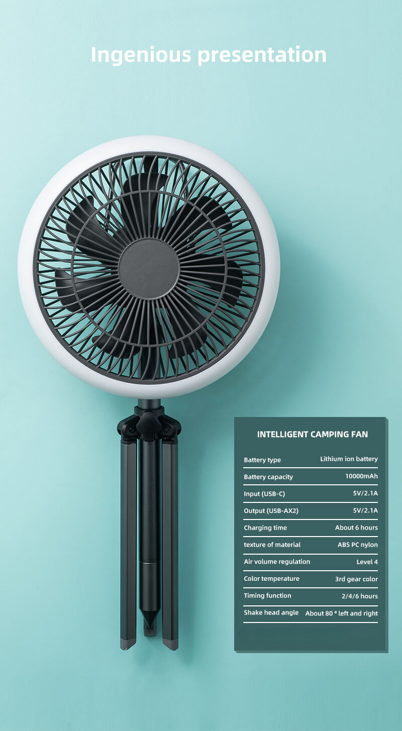 Portable Fan With Light and App Control