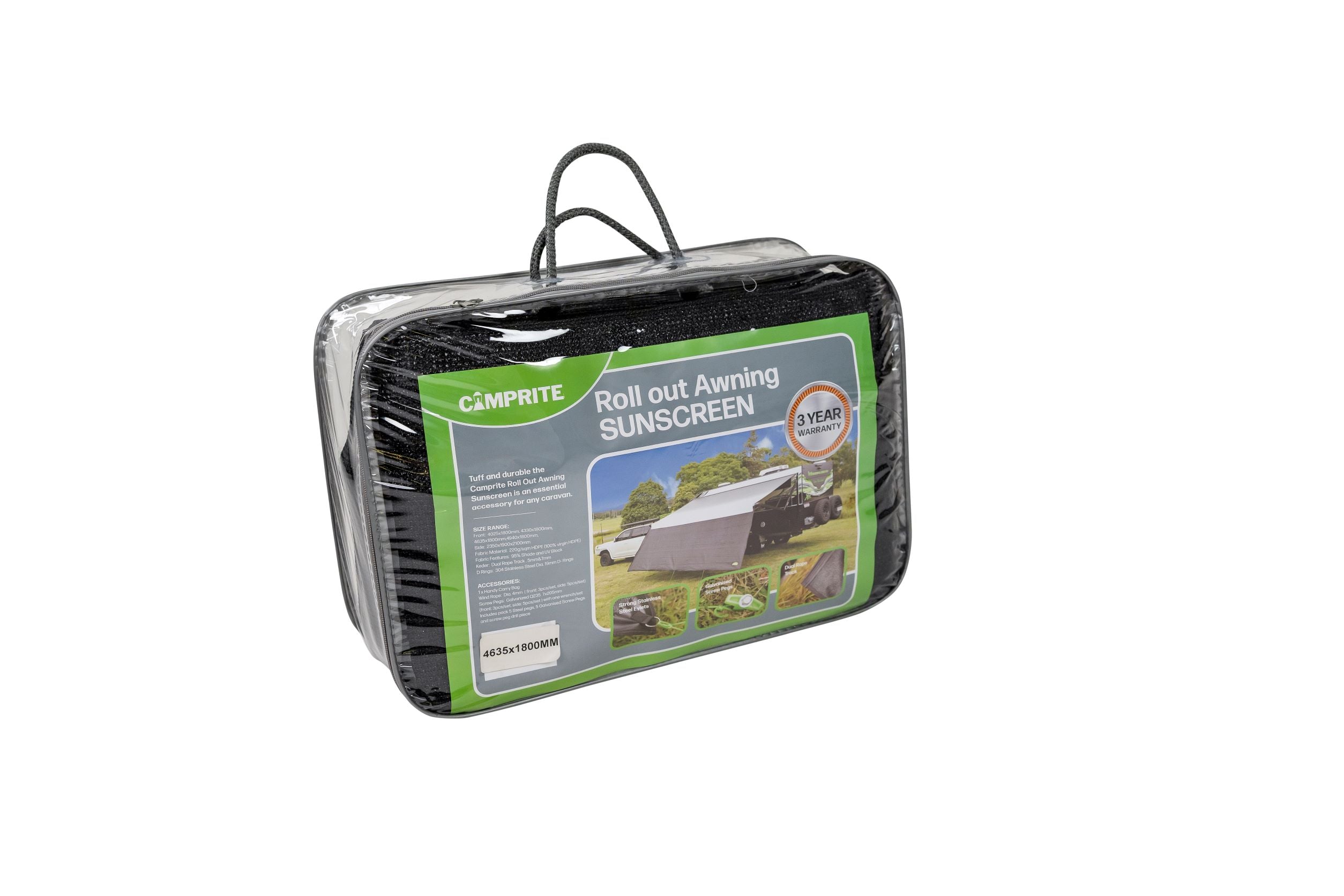 Caravan Privacy Screen 4025mm Black 220GSM