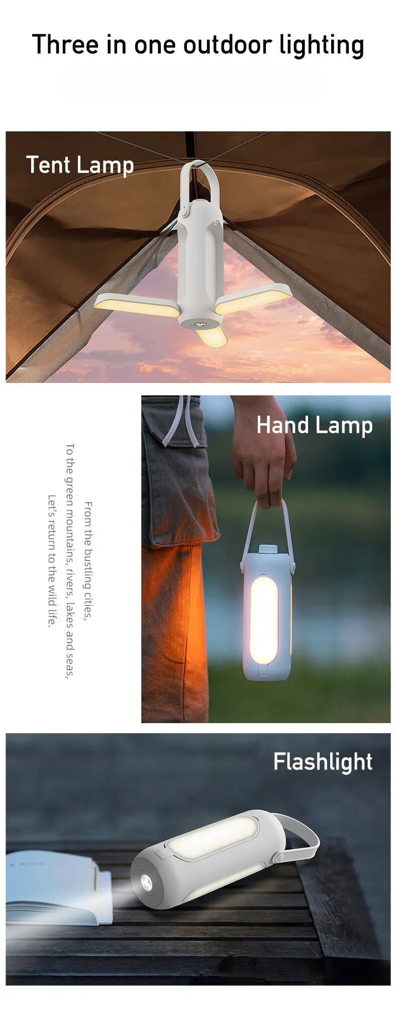 NOT LOST LED Folding Camping Light - Beige