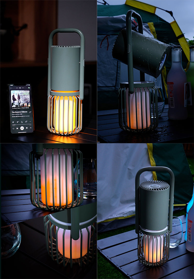 Portable Lantern Camp Light and Bluetooth Speaker - Green